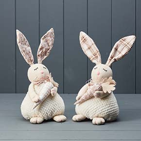 Beige and Cream Fabric Easter Rabbits