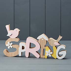 Wooden 'Spring' Word Display