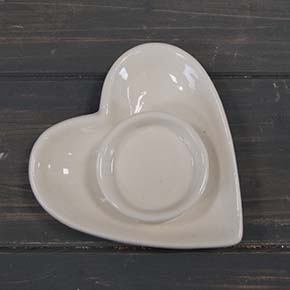 White Ceramic Heart Candle Holder