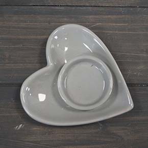 Grey Ceramic Heart Tealight Holder