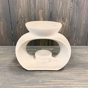 White Ceramic Wax/Oil Burner with detachable tealight holder