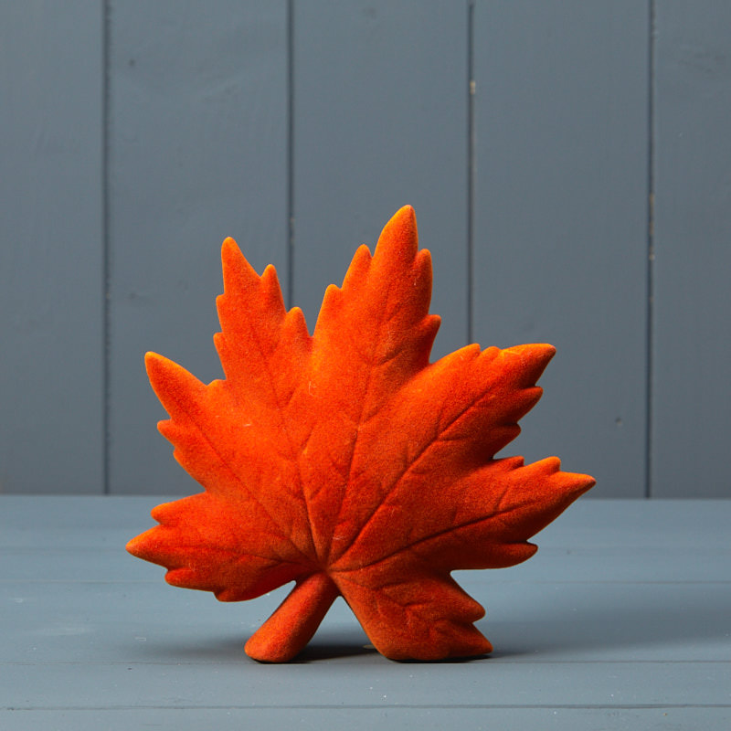 Red Flocked Ceramic Maple Leaf