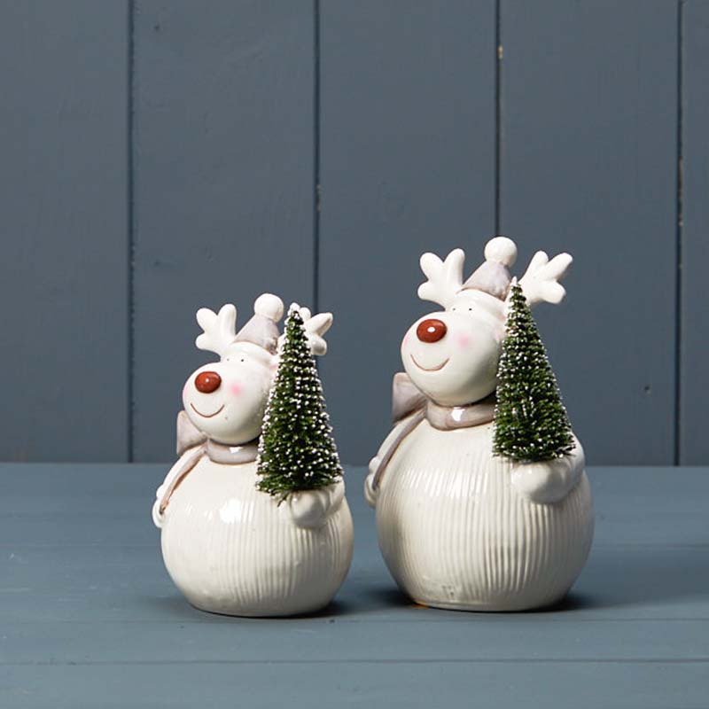 Ceramic Reindeer with Christmas Tree