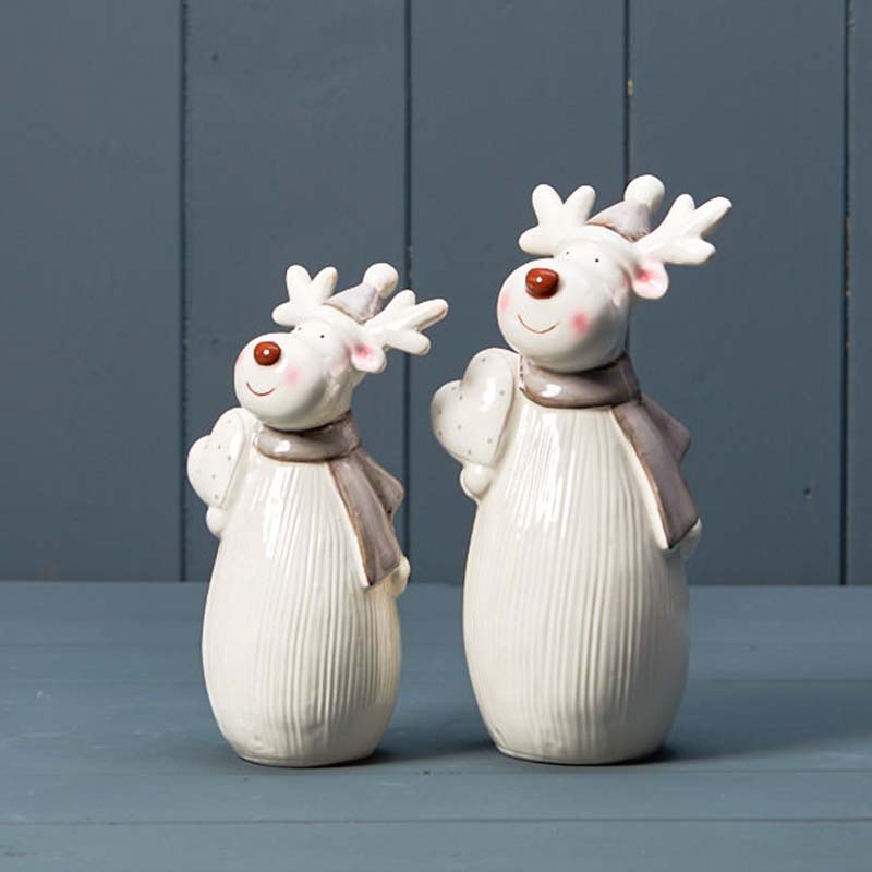 Ceramic Reindeer with Hearts