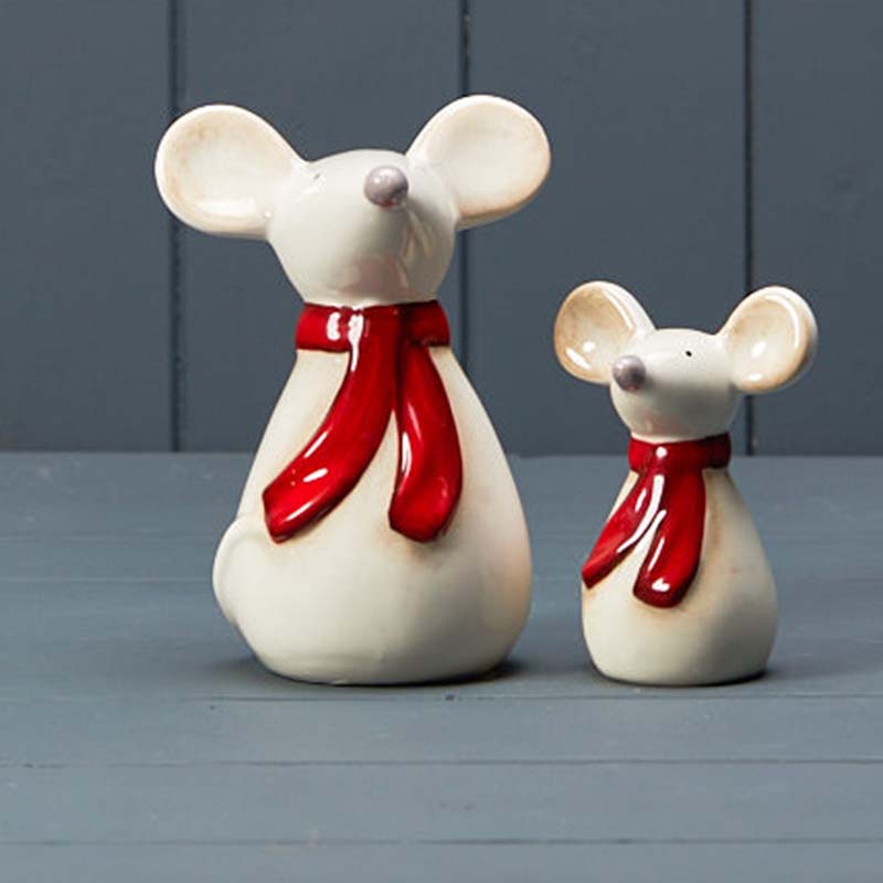 White Ceramic Christmas Mice