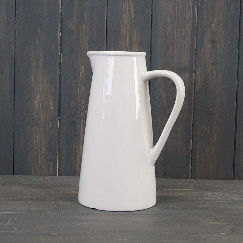 Plain White Ceramic Jug (H25cm)