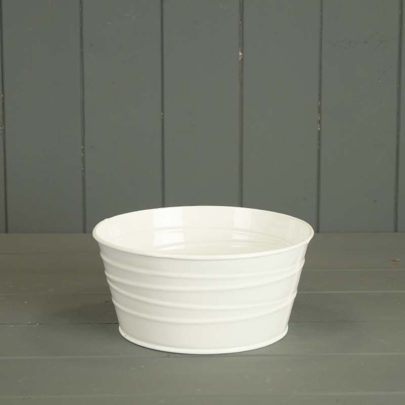 White Zinc Bowl for Planting