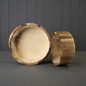Set of Two Round Wooden Planters detail page