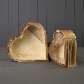 Set of Two Heart Wooden Planters detail page