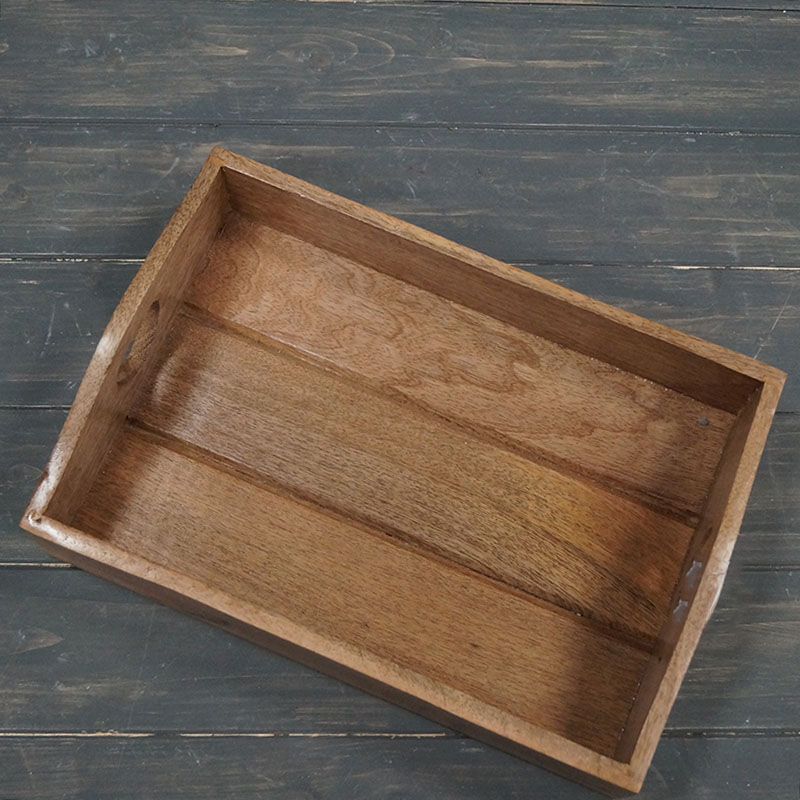 Wooden Tray with Handles and Heart Cut Outs