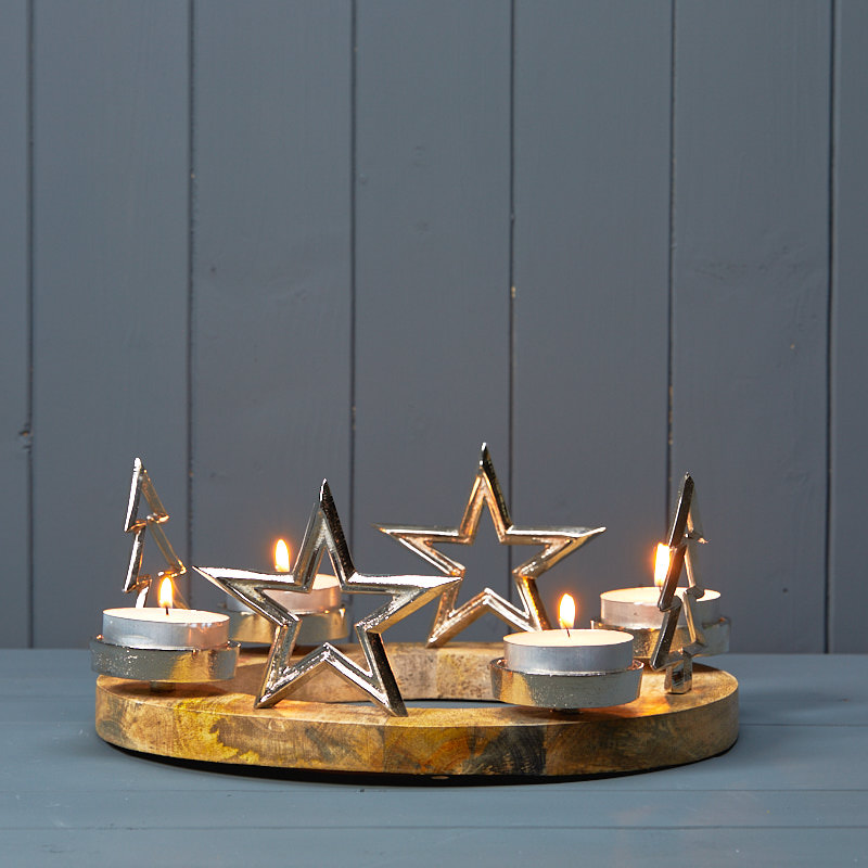 Tree and Star Tealight Centrepiece (32cm) detail page