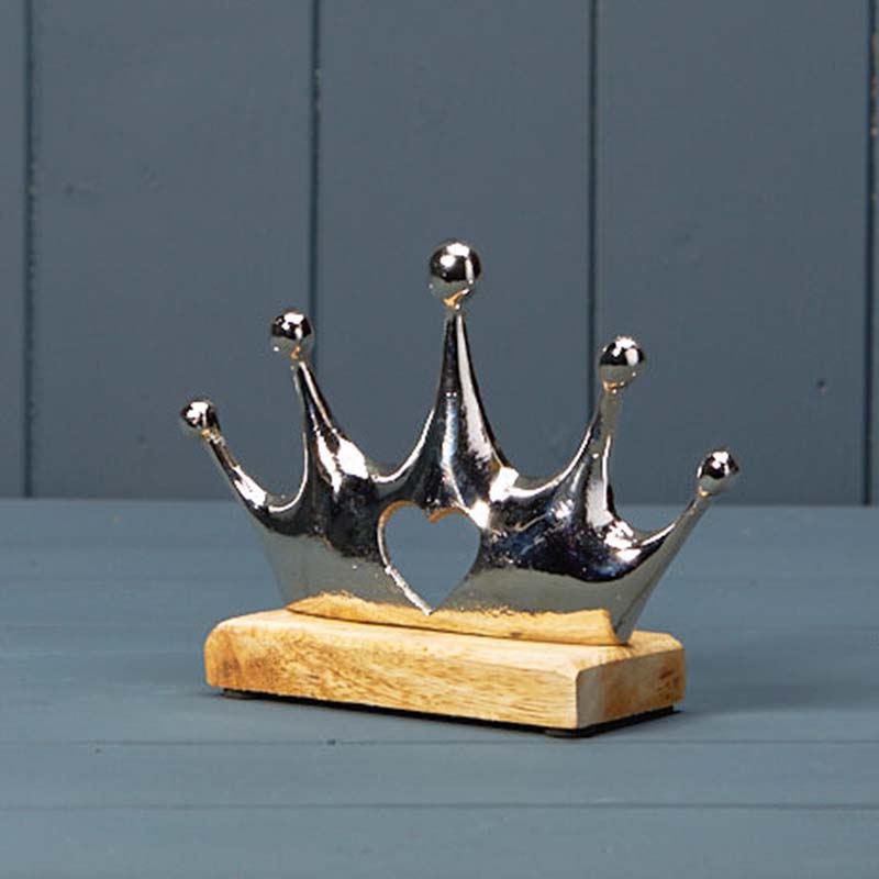 Metal Crown on Wooden Base