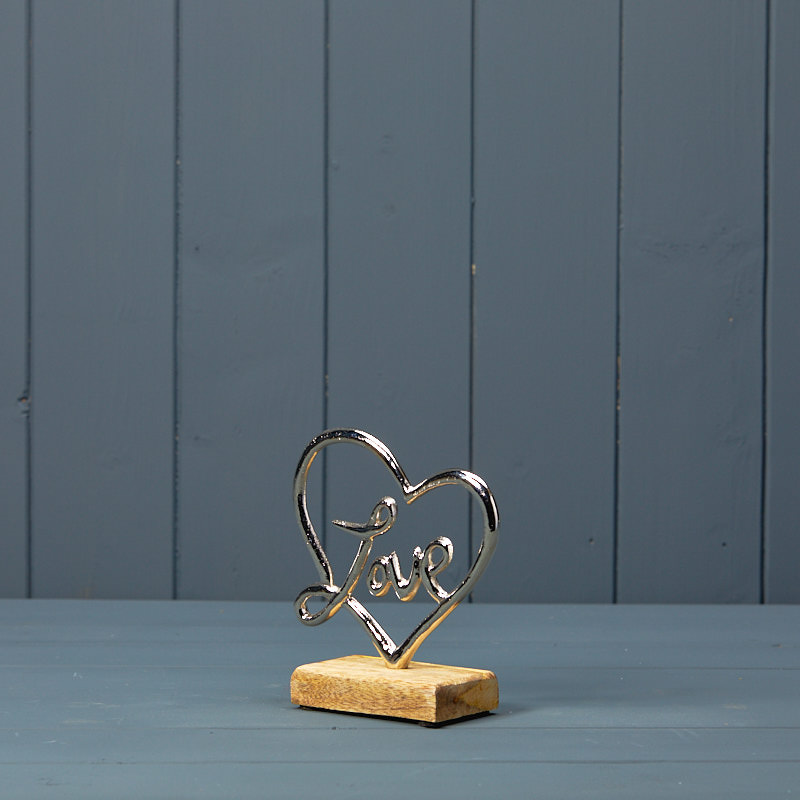Silver Heart with Love on Base (13.5cm) detail page