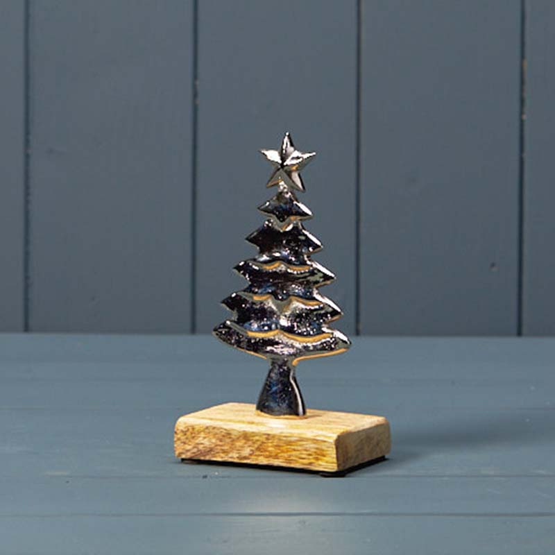 Small Metal Christmas Tree on Base