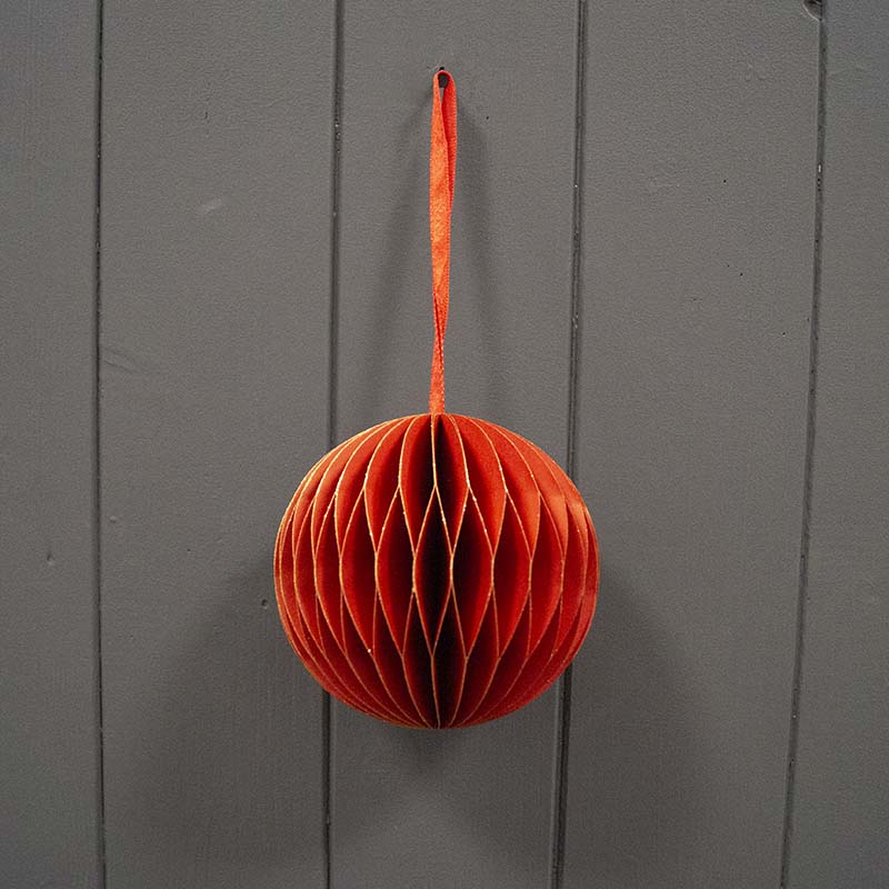 Handmade Red Paper Bauble 10cm
