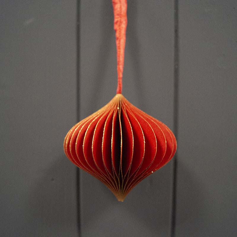 Handmade Red Paper Bauble 8cm