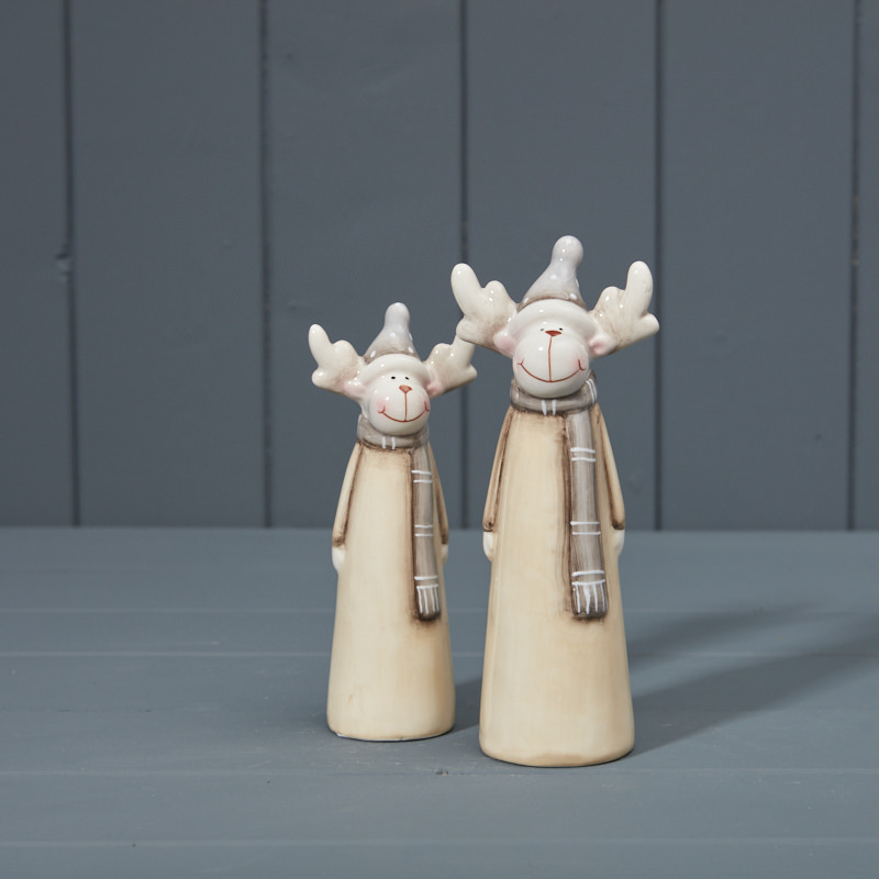 Pair of Tall Ceramic Reindeer Tealight holders