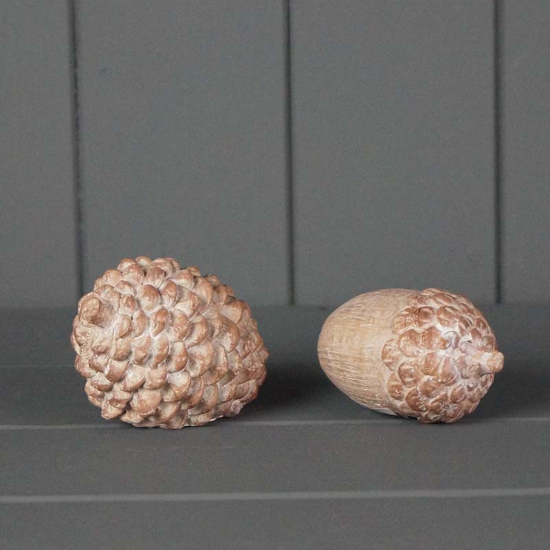 Polyresin Acorn and Pinecone Ornaments