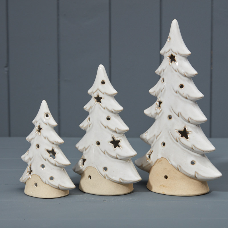Set of Three Ceramic Tealight Trees