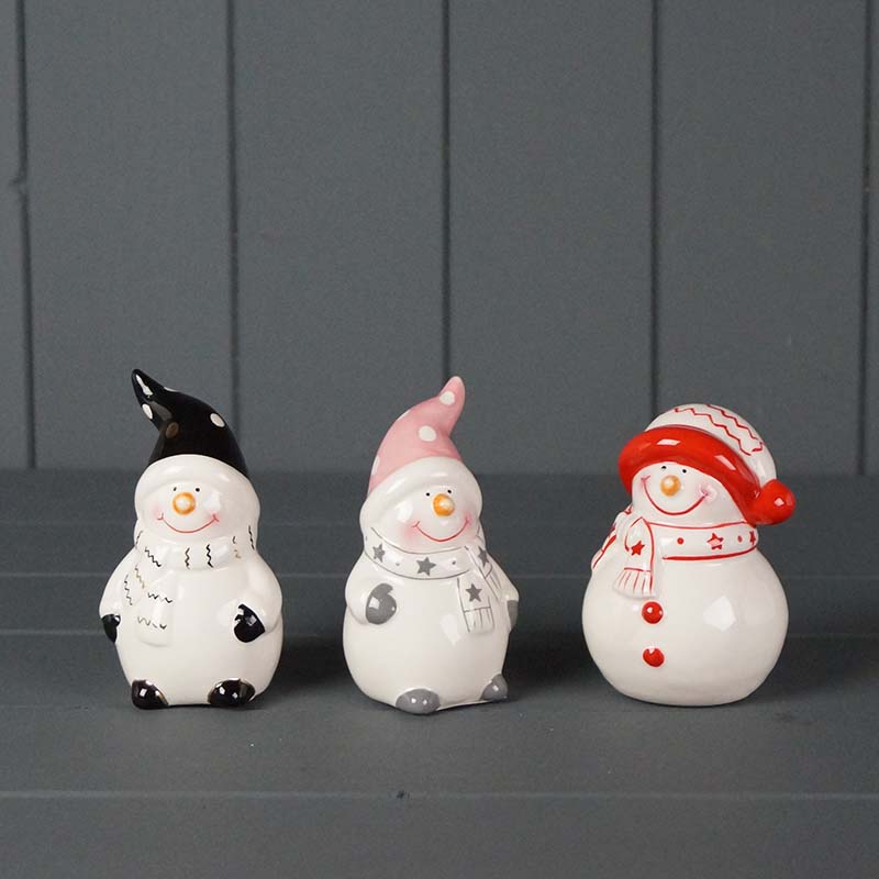 3 ceramic snowmen ornaments