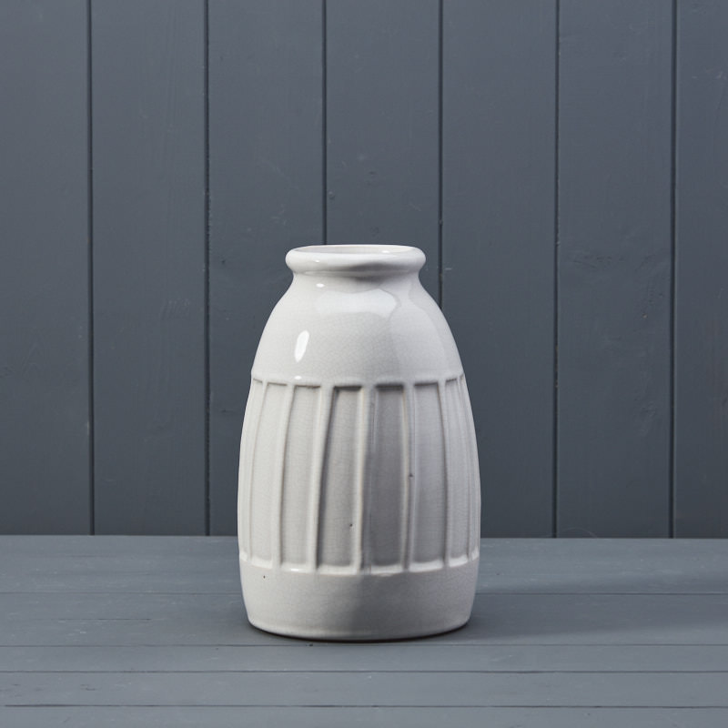 White Striped Ceramic Vase