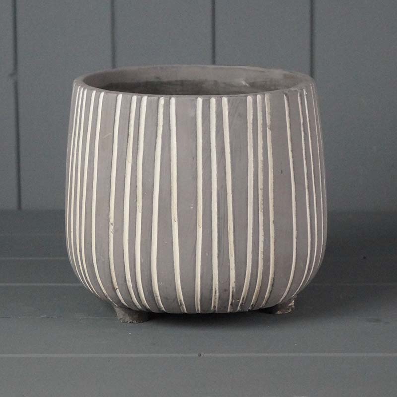 Striped Cement Pot (18.5cm) detail page