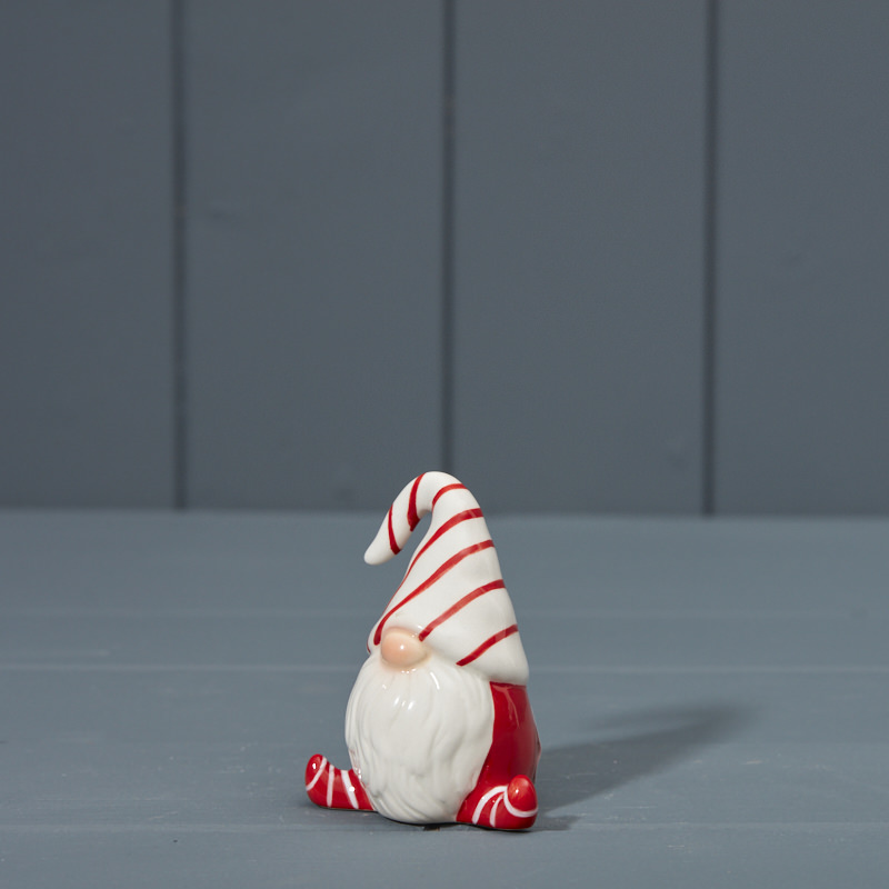 7.5cm Red Stripe Ceramic Santa