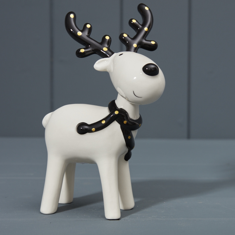Black and White Ceramic Reindeer