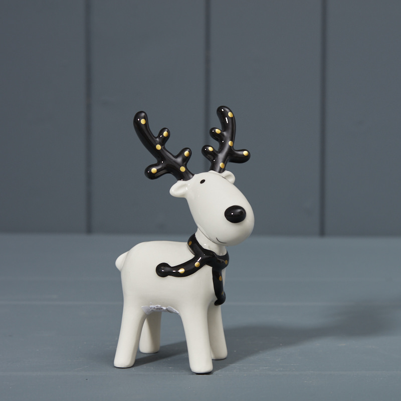 Black and White Ceramic Reindeer