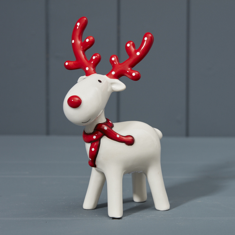 Red and White Ceramic Reindeer