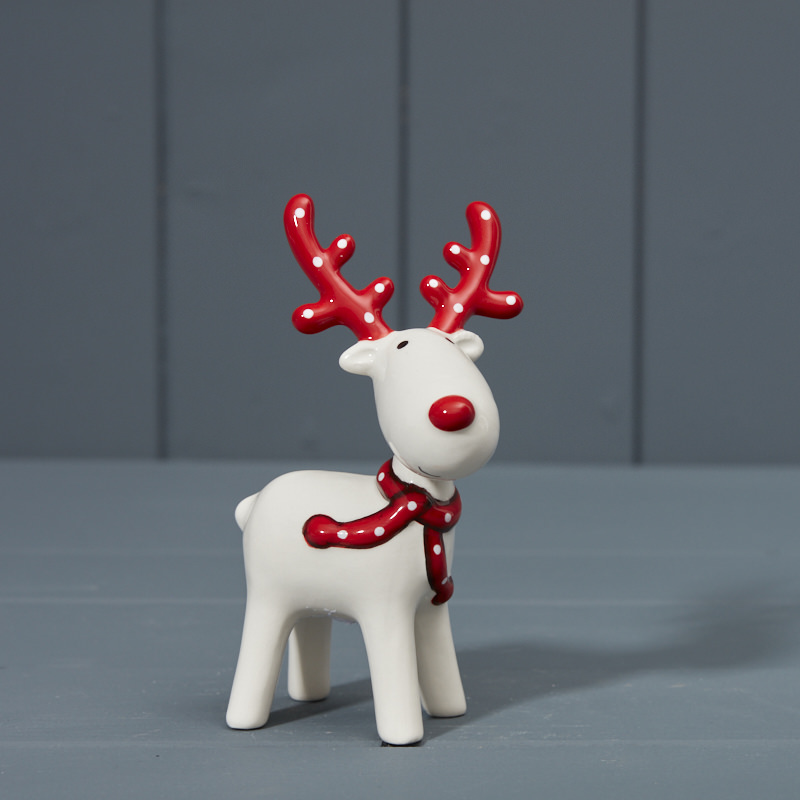 Red and White Ceramic Reindeer