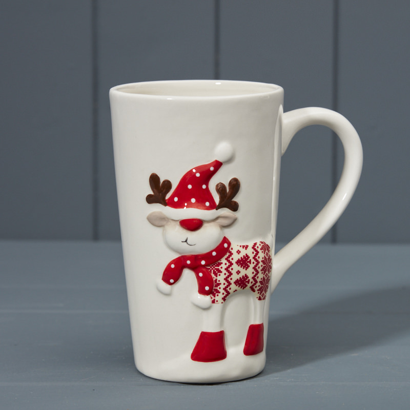 Tall Ceramic Reindeer Mug