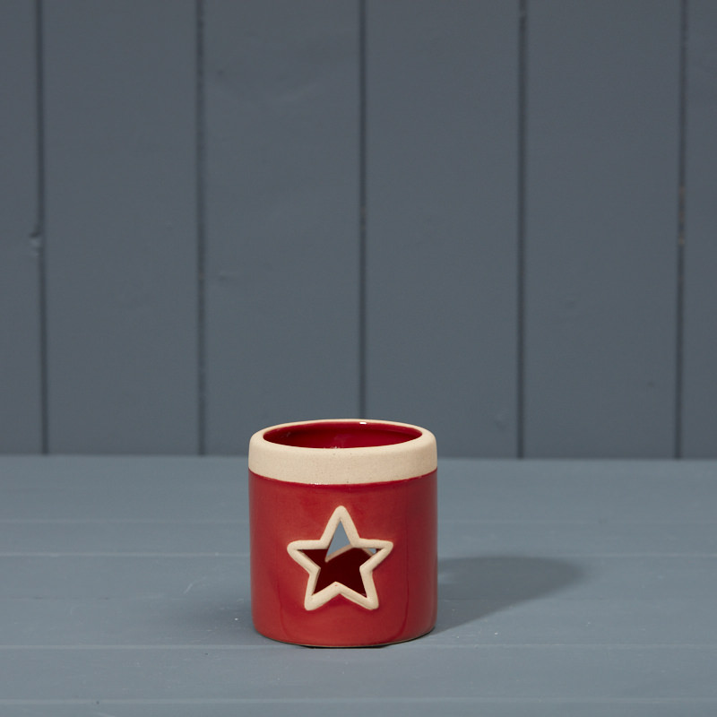 8cm Red Star Tealight Holder