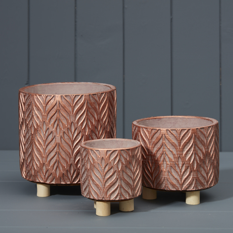 Set of Three Copper Pots with Feet 