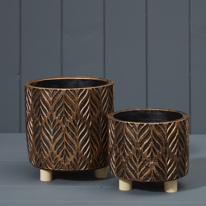 Set of two Gold Pots with Feet