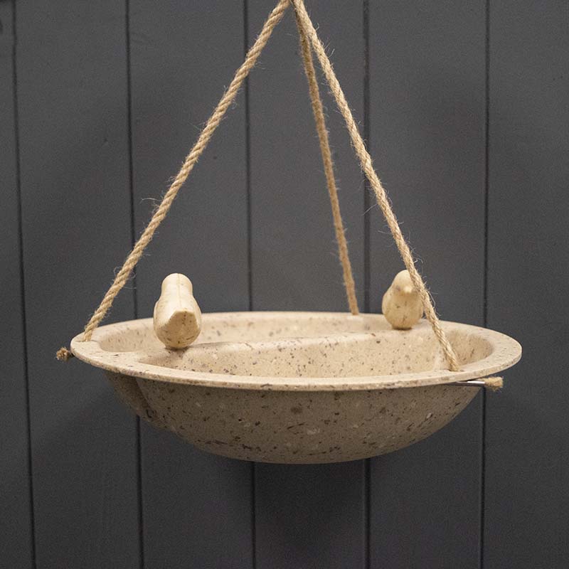 Earthy Coffee Husks Hanging Bird Bath and Feeder (27cm) detail page