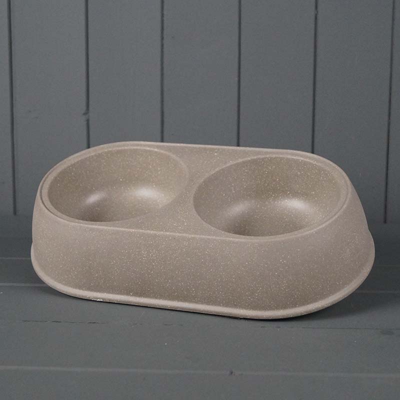 Earthy Large Duo Pet Bowl Made with Straw (31x18cm) detail page