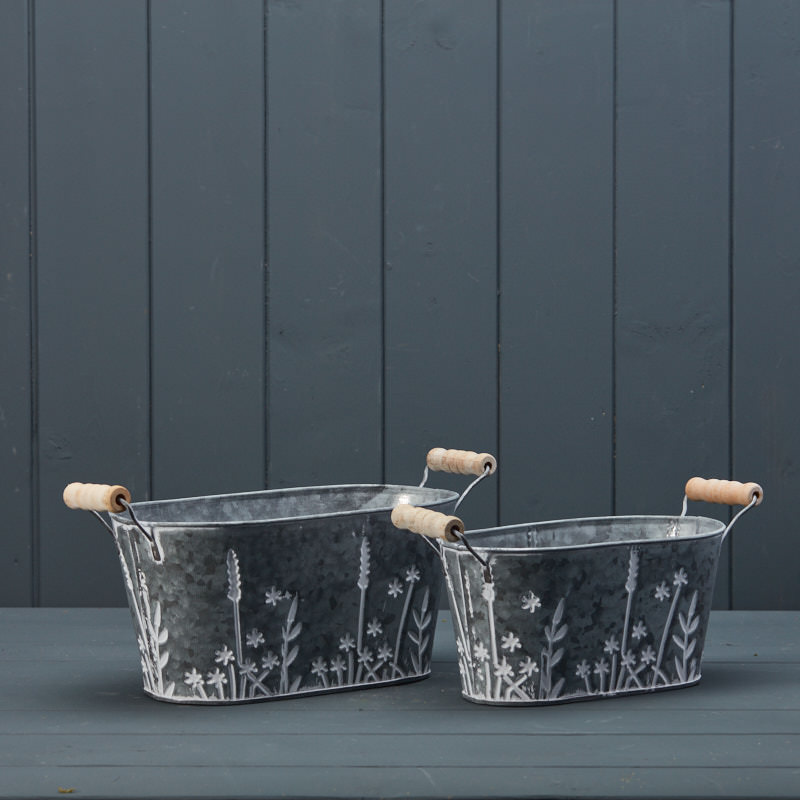 Set of Two Meadow Oval Planters detail page