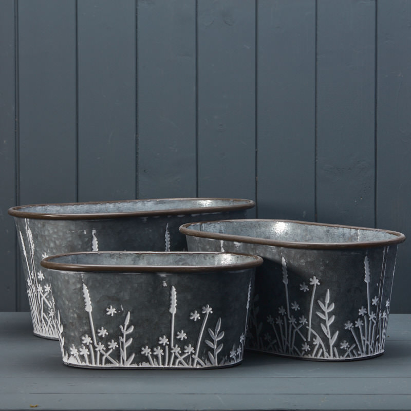 Set of Three Meadow Oval Planters detail page