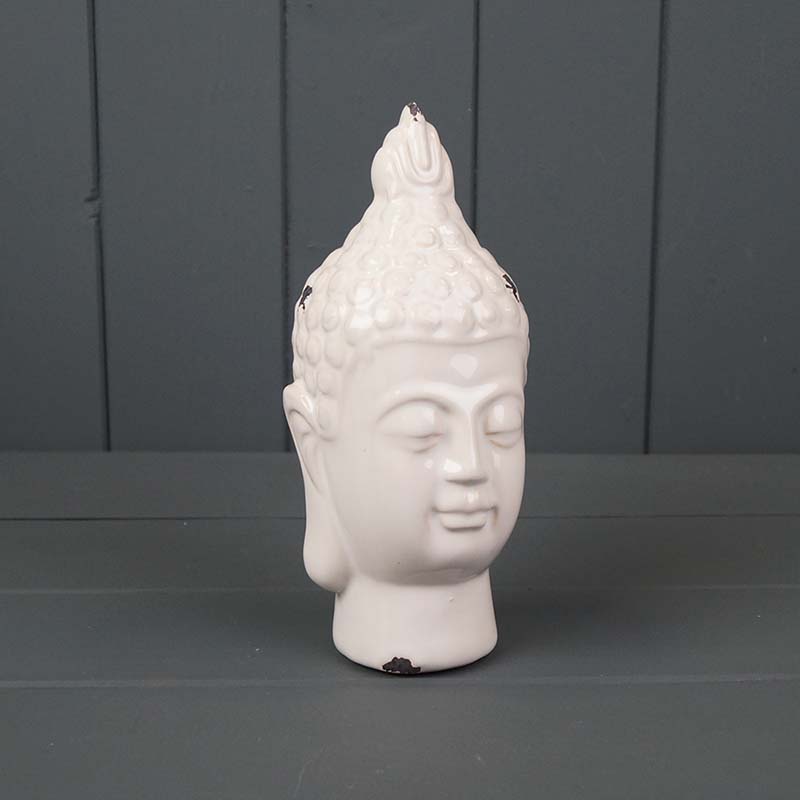 White Ceramic Buddha Head (19cm) detail page