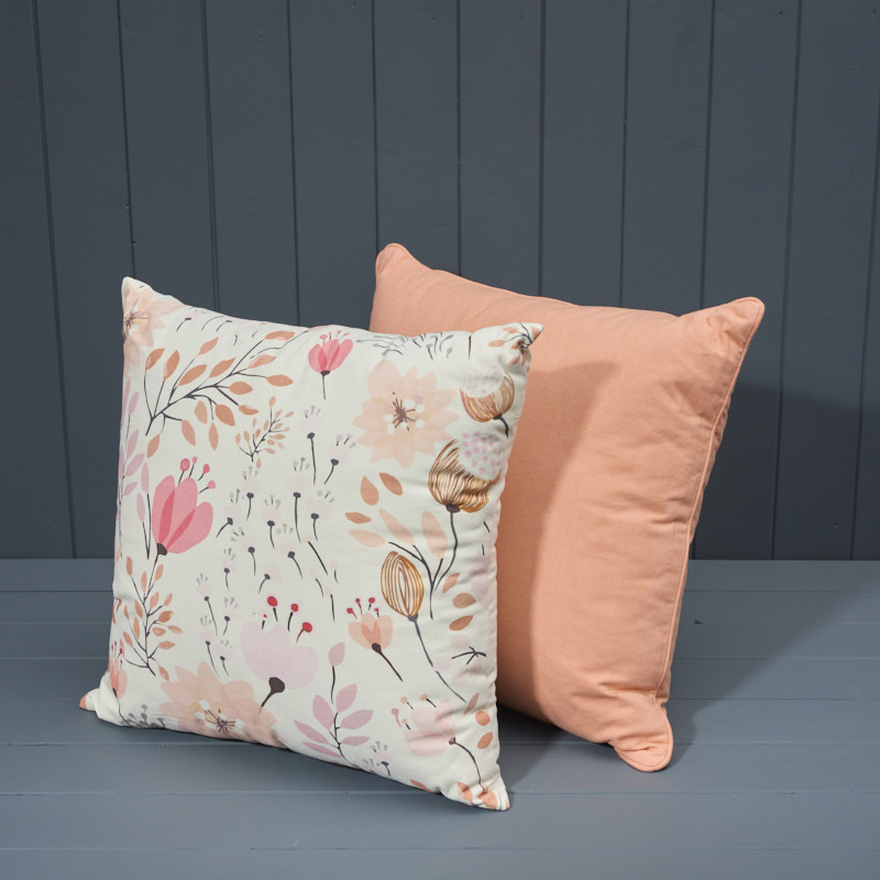 Pink Floral Cushion with Orange Cushion 
