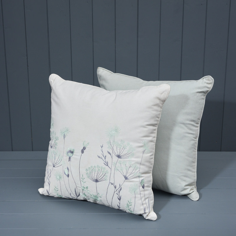 Embroidered Cushion with pairing Grey Cushion