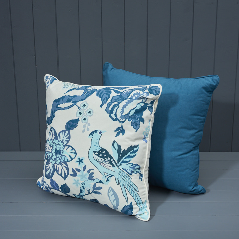 Blue Watercolour Cushion and pairing blue cushion