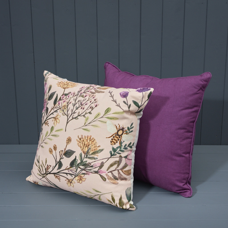 Butterfly Floral Cushion with Purple Cushion