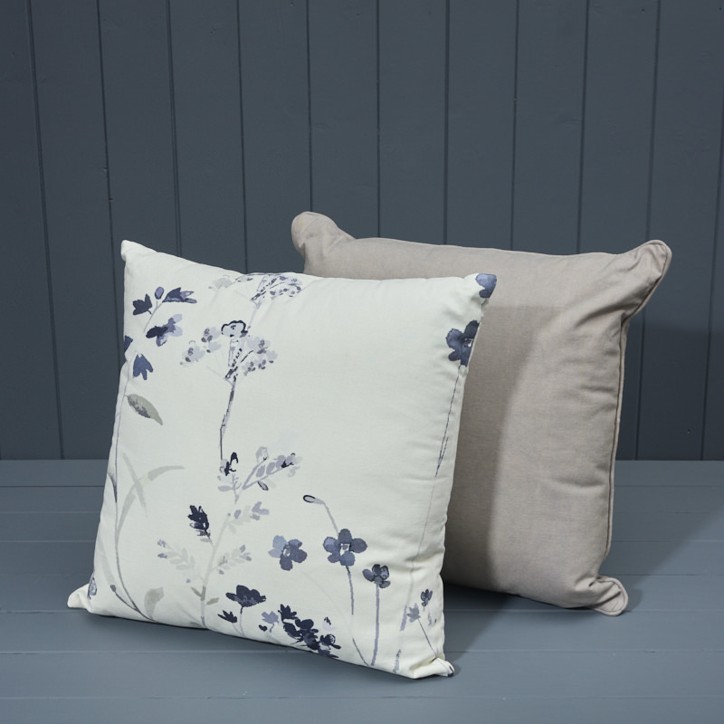 Floral Watercolour Cushion with pairing Grey Cushion
