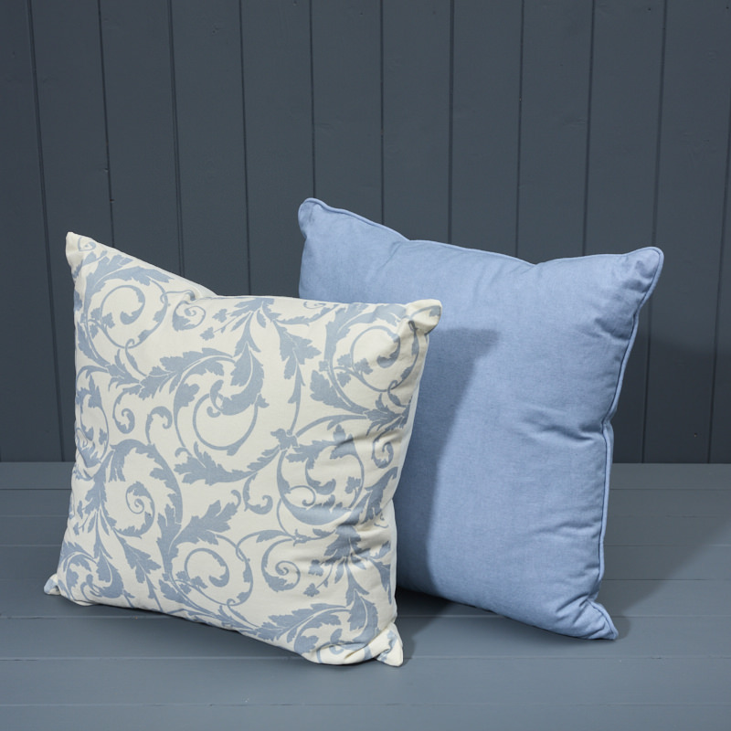 Duck Egg Floral Cushion with Pairing Blue Cushion