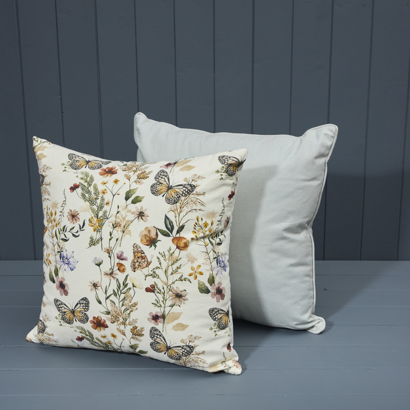 Butterfly Floral Cushion with Mint Cushion