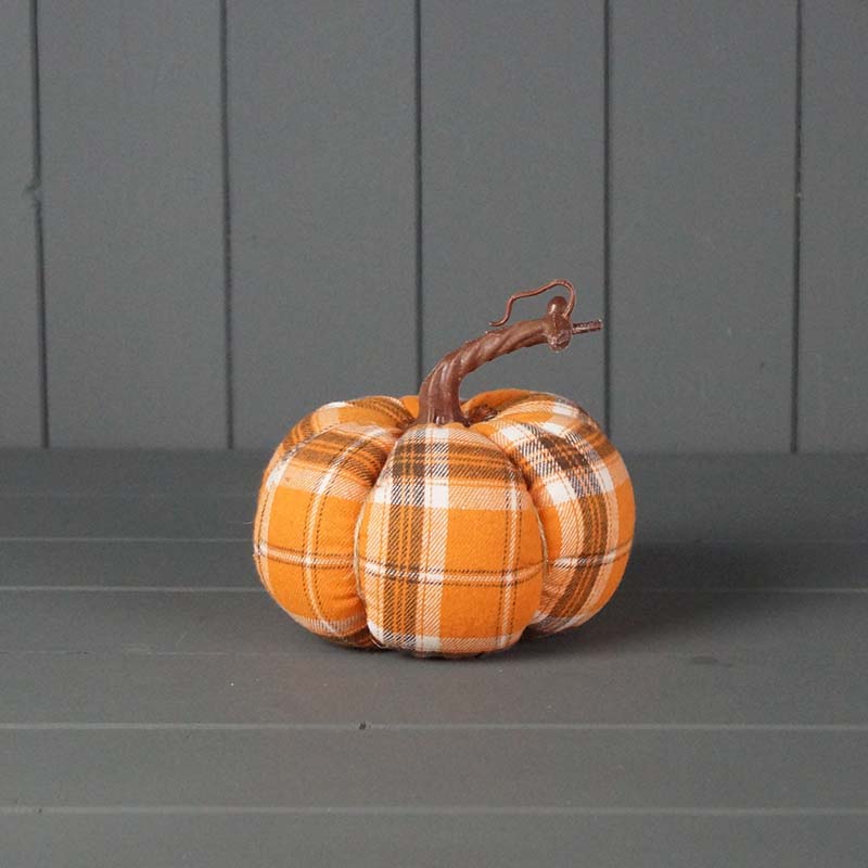 13cm Tartan Fabric Pumpkin