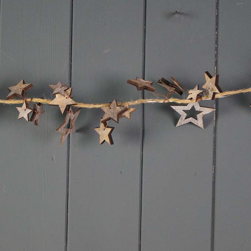 150cm Wooden Star LED Garland