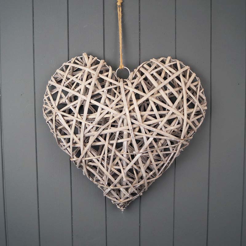 Grey Washed Wicker Heart (40cm) detail page